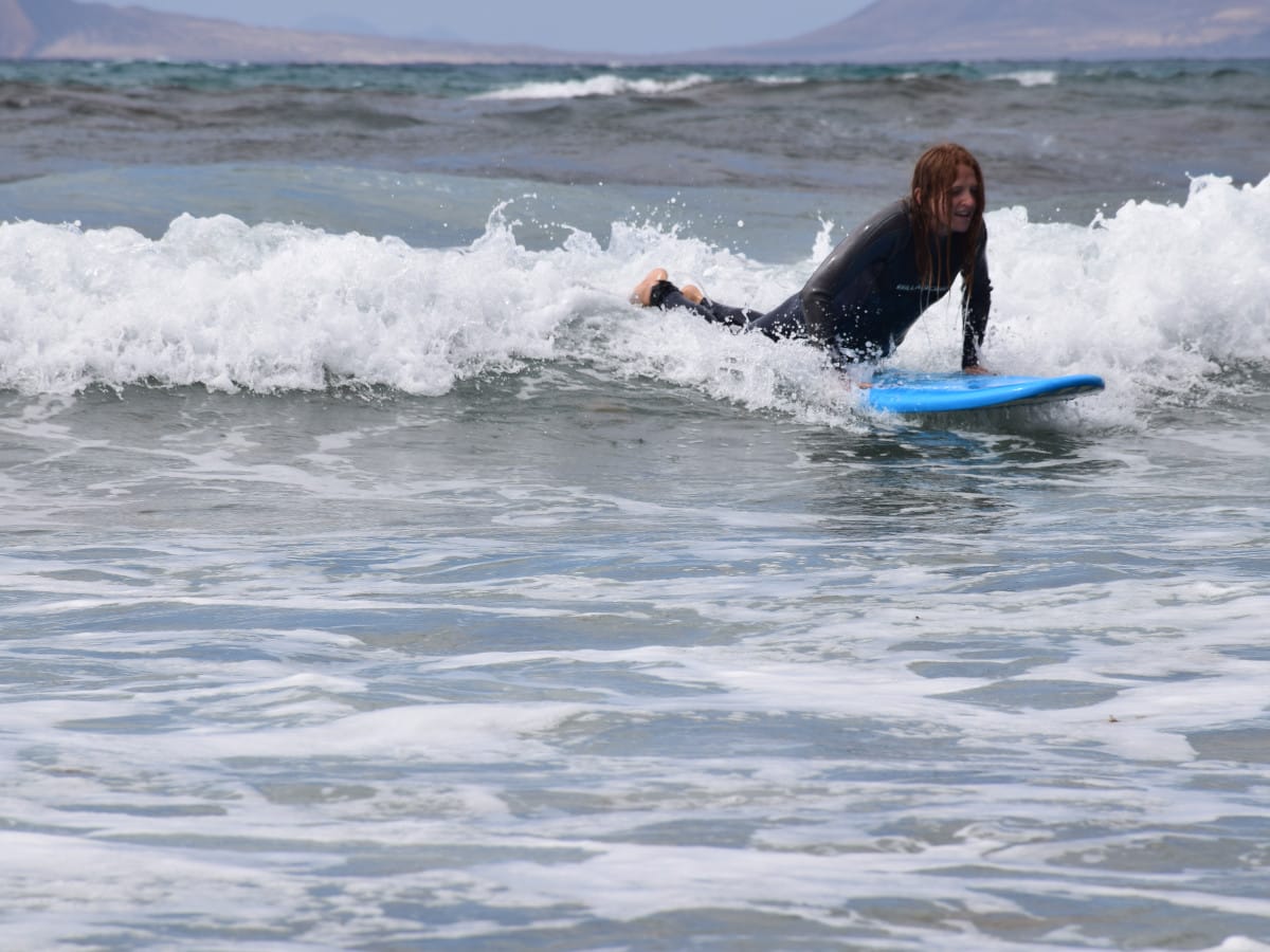A beginner surfer in Lanzarote