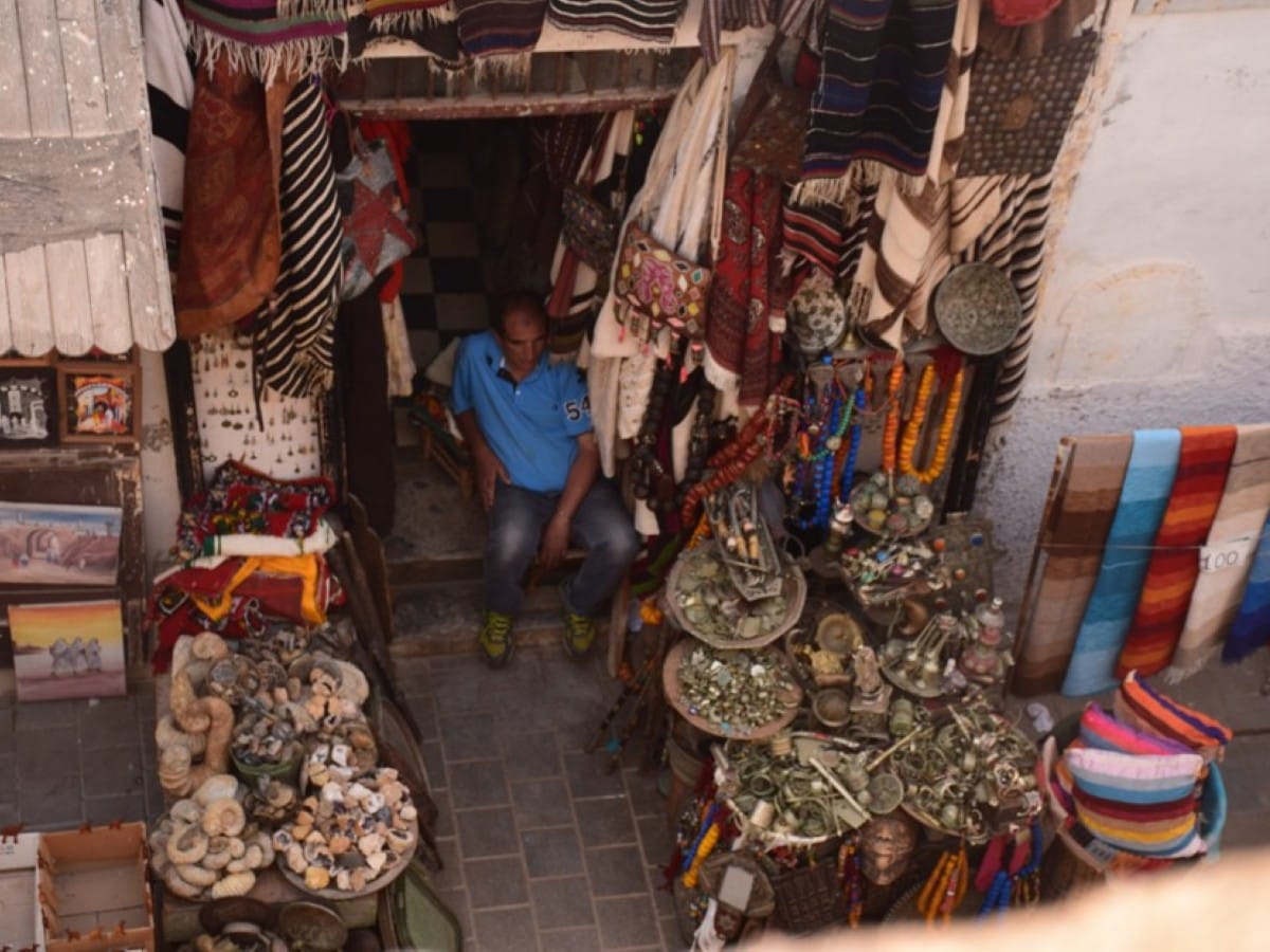 A seller in the souk of Essaouira