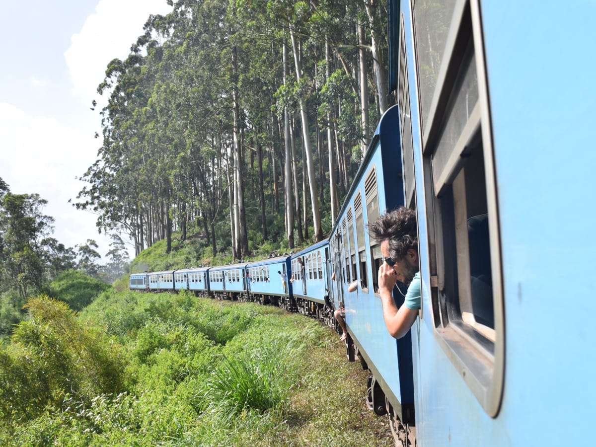 on a train in Sri Lanka