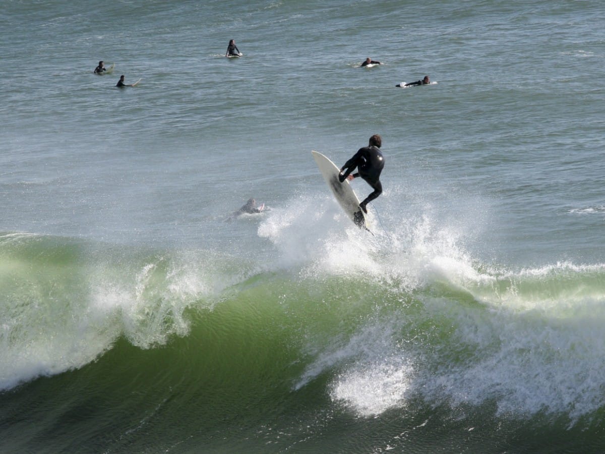 A shortboarder in Santa Cruz