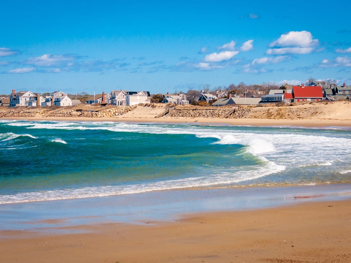 Houses on the shoreline in Cape Cod