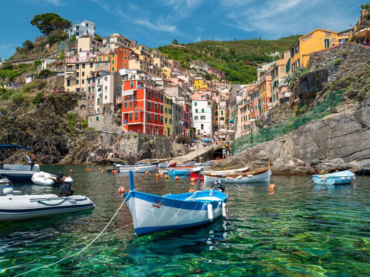 The colorful Cinque Terre from the sea