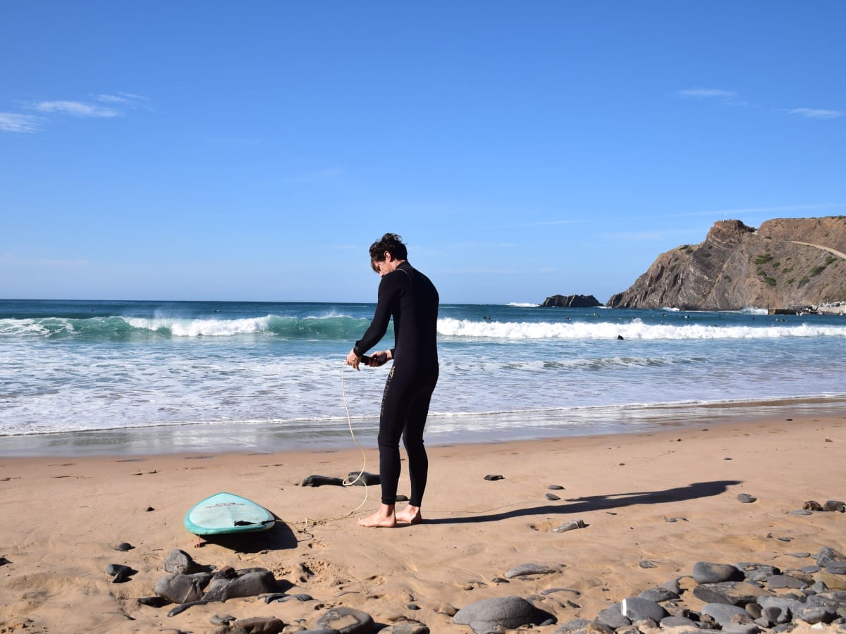 Suiting up at Arrifana Beach