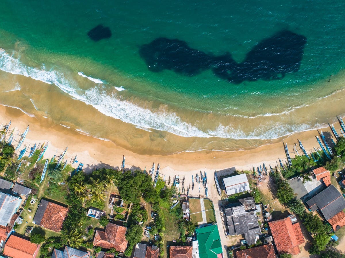 Sparkling beaches in Sri Lanka from above