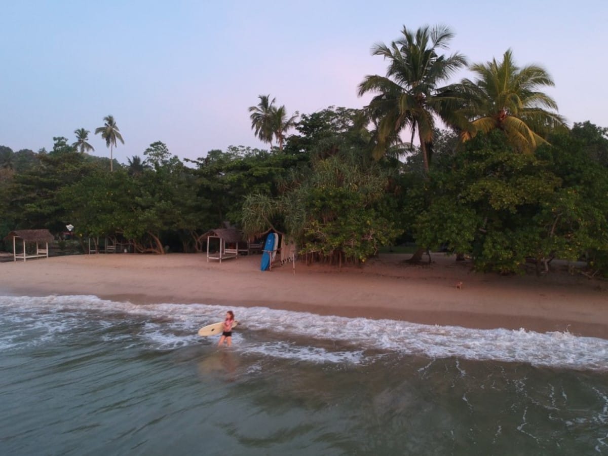 Surfing in Mawella Beach