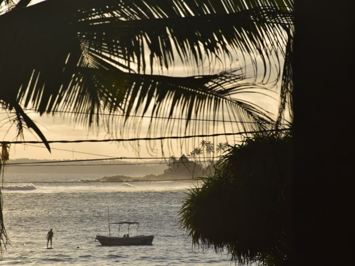 View over a bay in Sri Lanka at sunset
