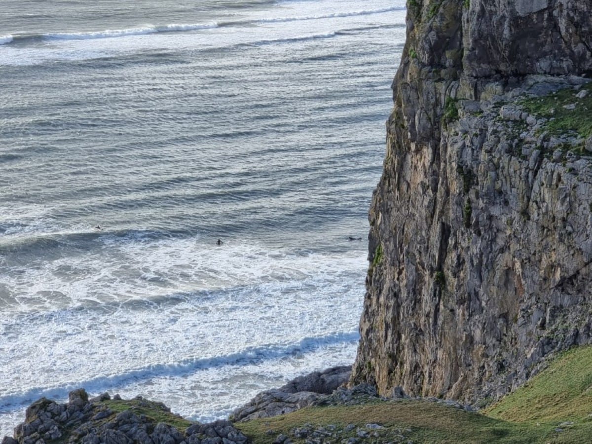Surfing in Wales in the autumn