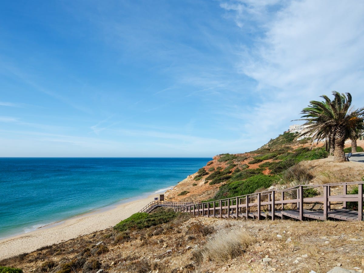 A track leads down to a beach in the South Algarve