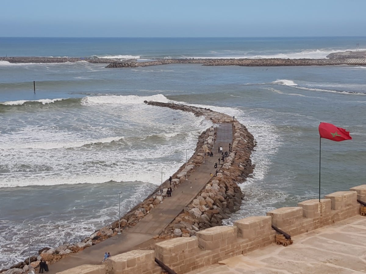 Waves breaking in the medina of Rabat near to Bouznika