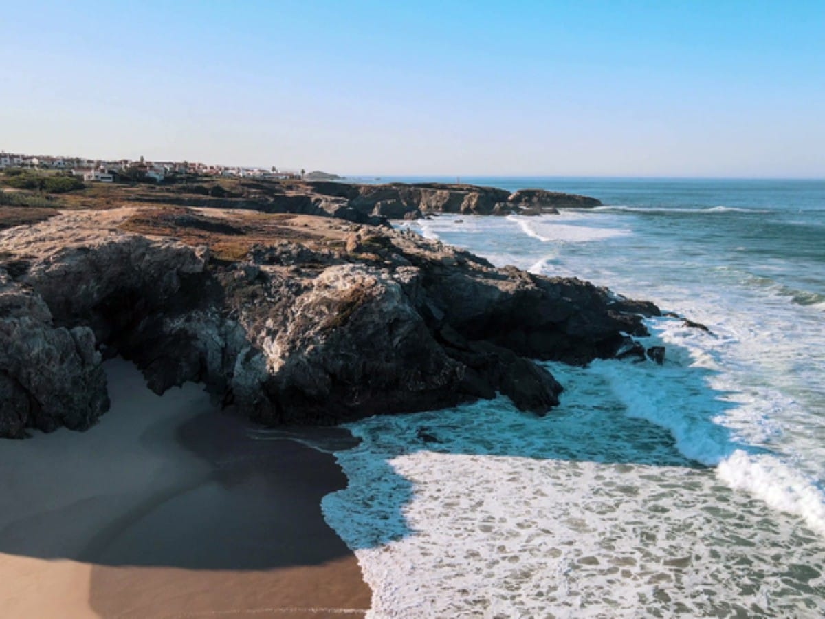 Some big swells hitting the beaches of Porto Covo