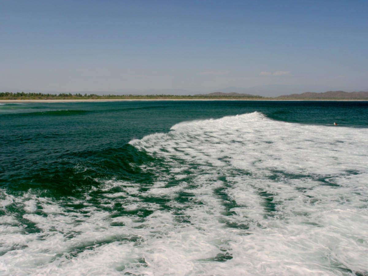 Surfers on the rights in the Chacahua lagoon